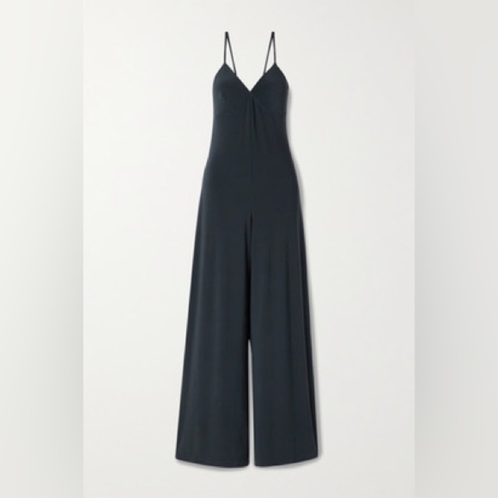 Norma Kamali Wide Leg Jumpsuit in Storm Blue